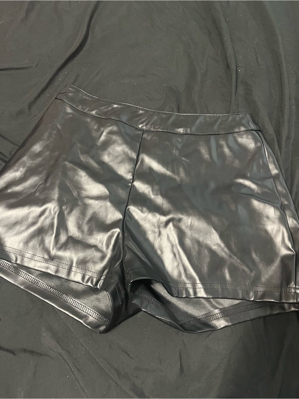 SHEIN Black Faux Leather High-Waist Shorts